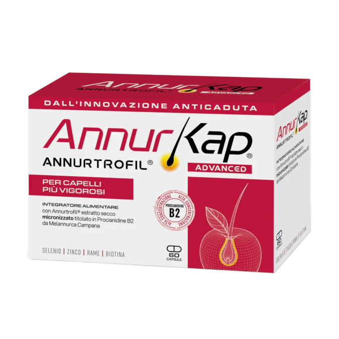 Annurkap 60 Capsule – Integratore Alimentare Anticaduta Con AnnurtriComplex® Da Melannurca Campana IGP, Selenio, Zinco, Rame E Biotina