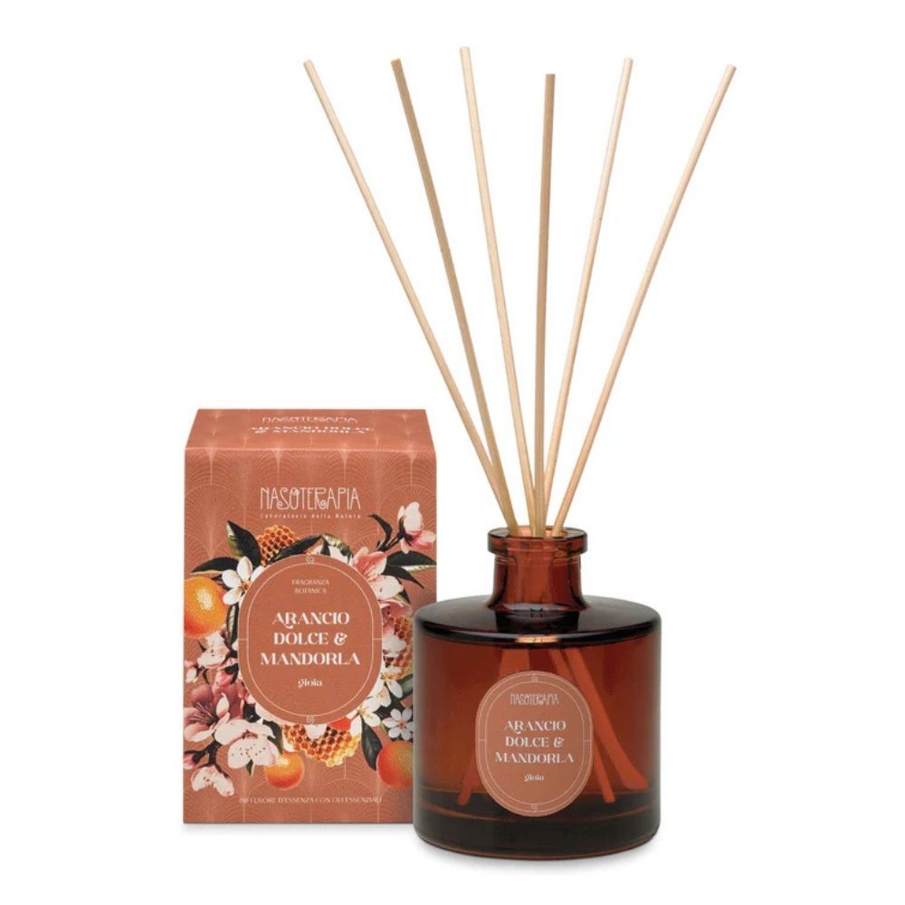 Diffusore ambiente arancio dolce e mandorla con bastoncini