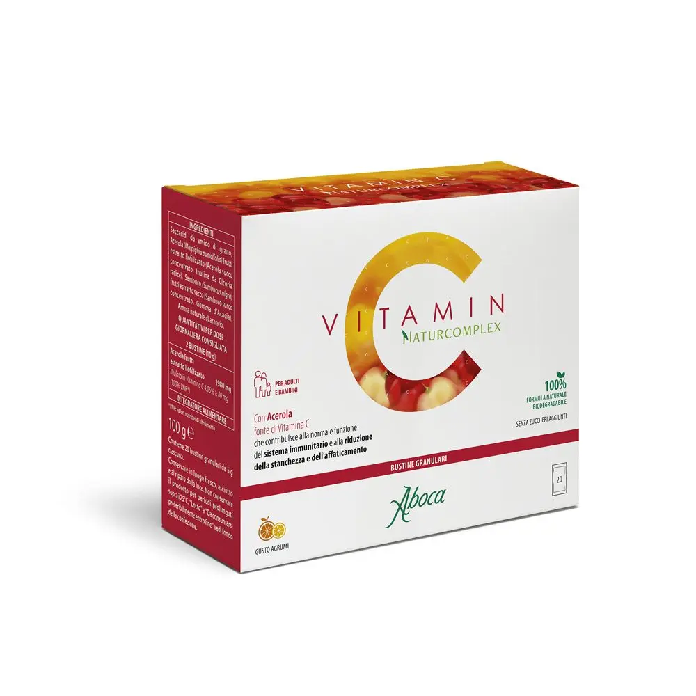 Vitamin C Naturcomplex 20 Bustine Aboca – Integratore 100% Naturale Ad Elevata Biodisponibilità E Azione Antiossidante