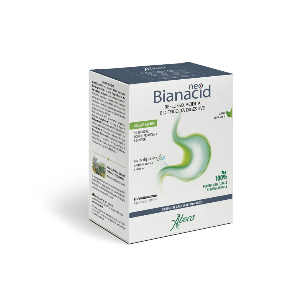 Bustine monodose Aboca Neo Bianacid per acidità e reflusso