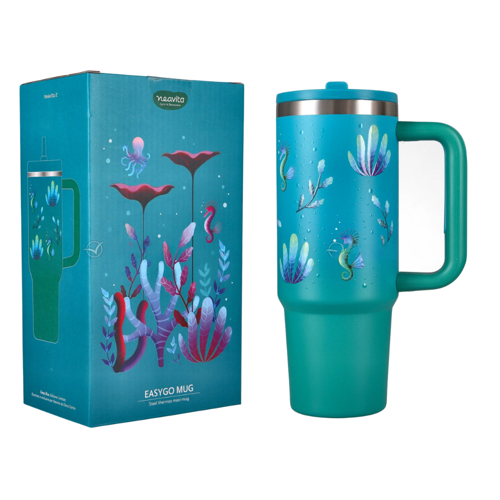 EasyGo Mug Thermos Maxi Tazza in acciaio inox 900ml con cannuccia