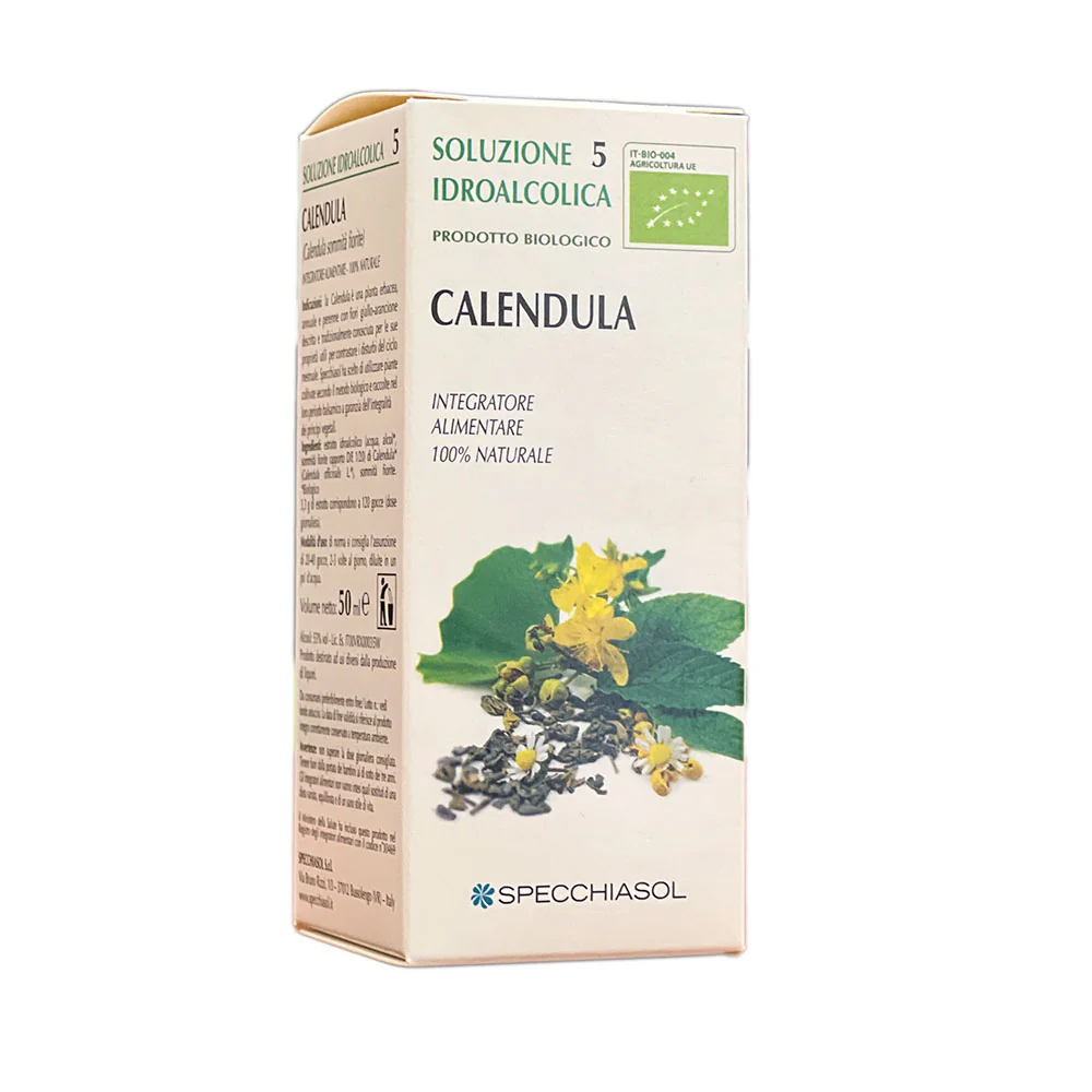 Bottiglia di soluzione idroalcolica alla calendula 50ml