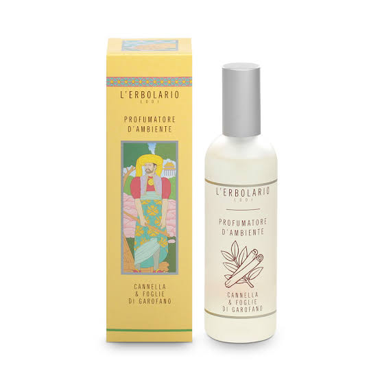 Profumatore per Ambienti Cannella & Foglie di Garofano L'Erbolario 100ml – Spray Deodorante per la Casa Ad Azione Aromatizzante E Avvolgente