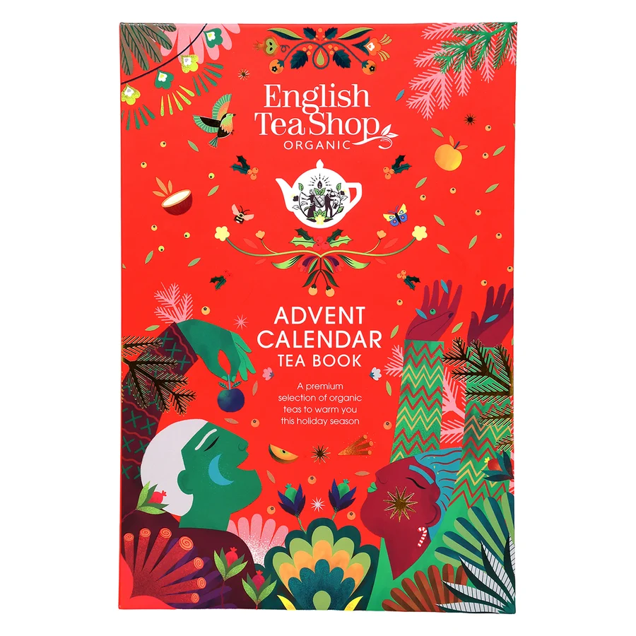 English Tea Shop Advent Calendar Tea Book – Calendario Dell'Avvento Tè E Tisane Biologiche In Cofanetto Libro Con 25 Filtri Piramidali Biodegradabili Per Il Relax E L'Attesa Natalizia