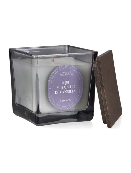 Nasoterapia Rituali Olfattivi Candela Profumata Iris & Bacche Di Vaniglia 200 g – Candela Con Cere Vegetali E Tappo In Faggio Per Favorire Serenità, Calma E Atmosfera Accogliente