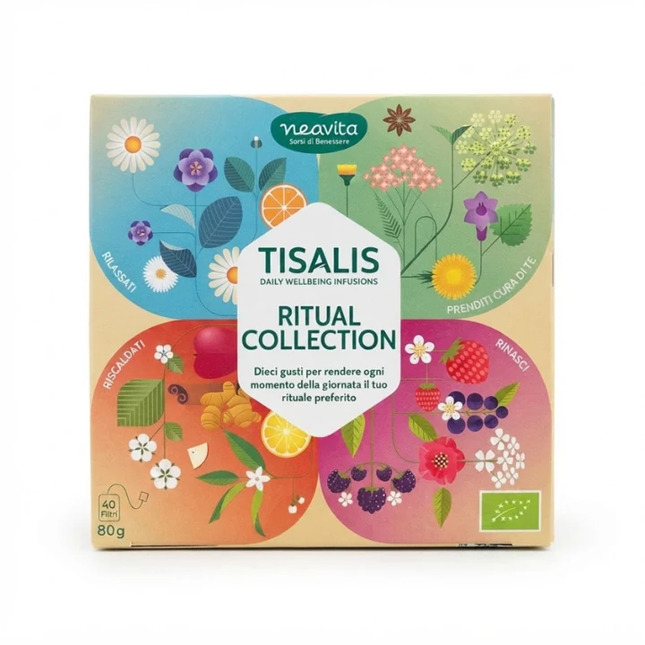 Neavita Tisalis Ritual Collection Cofanetto 40 Filtri – Selezione Di 10 Tisane E Infusi Bio Assortiti Per Relax, Digestione, Drenaggio E Depurazione Quotidiana