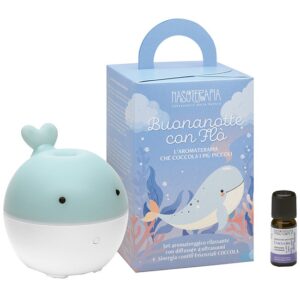 Nasoterapia Buonanotte Con Flò Kit Aromaterapico Rilassante – Diffusore Ad Ultrasuoni USB Con Sinergia Coccola 5ml Agli Oli Essenziali Di Arancio Dolce, Lavanda E Pompelmo Per Favorire Il Sonno E La Calma