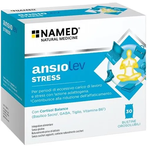 Ansiolev Stress 30 Bustine Orosolubili NAMED – Integratore Adattogeno Con Cortisol Balance, GABA, Basilico Sacro E Tiglio Per Contrastare Ansia, Nervosismo E Affaticamento Mentale