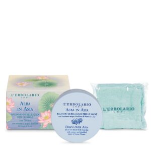 Balsamo per mani Alba in Asia con guanti, texture ricca