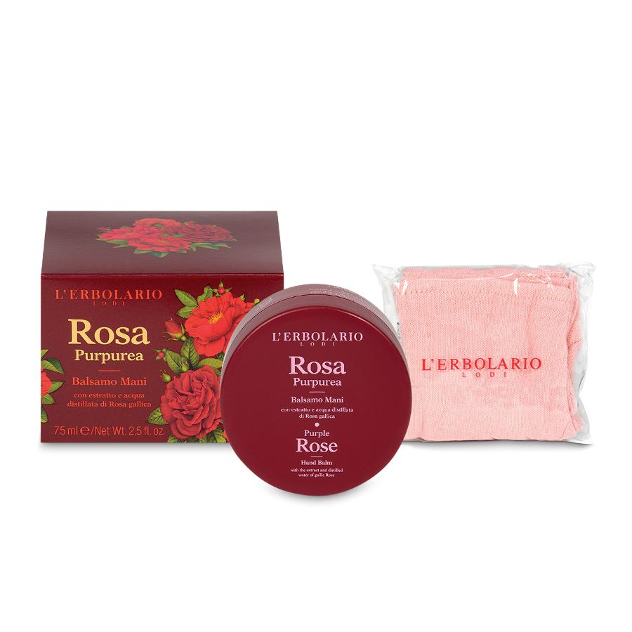 Balsamo mani rosa purpurea 75ml in flacone rosa