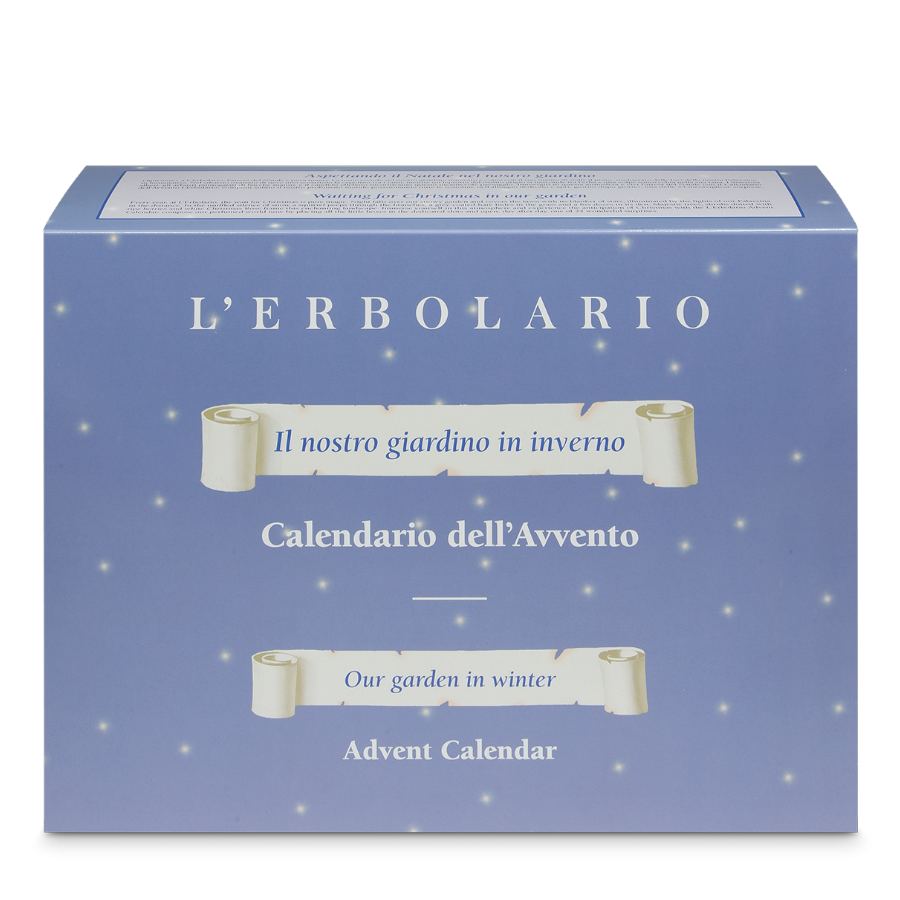 Calendario dell'Avvento Erbolario 2023 giardino innevato
