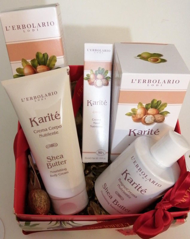 Confezione regalo Natale 2020 karitè con crema corpo, bagno crema e crema mani