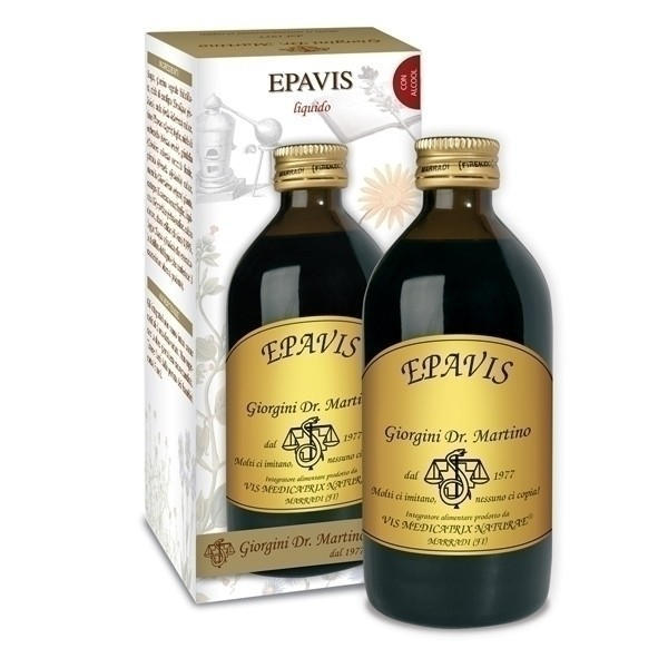 Bottiglia di EPAVIS liquido con ingredienti naturali per supporto epatico