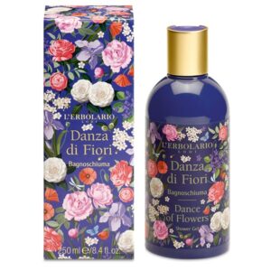 Bagnoschiuma Danza di Fiori, bottiglia 250 ml con fiori colorati