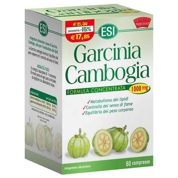 Barattolo di Garcinia Cambogia Esi su sfondo bianco
