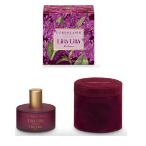 Bottiglia Profumo Lillà Lillà L'Erbolario 50ml su sfondo bianco