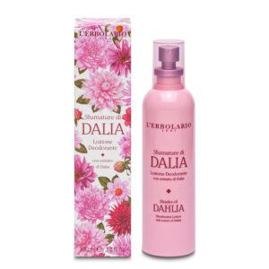 Bottiglia di Lozione Deodorante Sfumature di Dalia con fiori di dalia