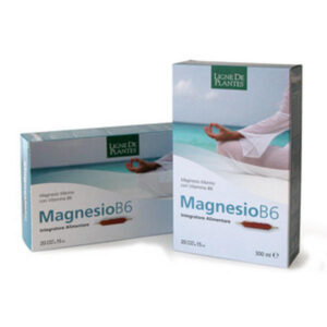 Ampolle Magnesio B6 Ligne De Plantes su sfondo bianco