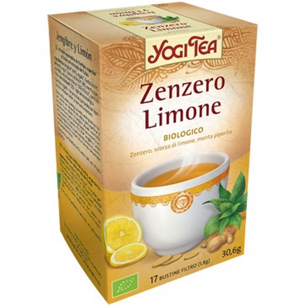 Tazza di tè Yogi Tea Zenzero Limone con ingredienti freschi